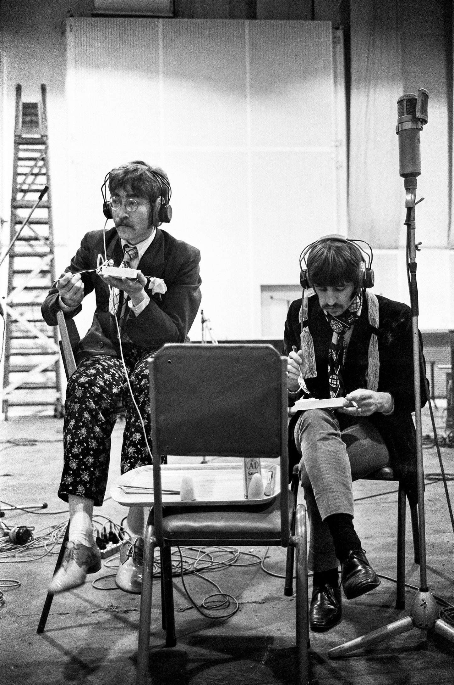John Lennon and Ringo Starr at Abbey Road Studios, March 30th 1967 - 'Lunch' - 17x25"