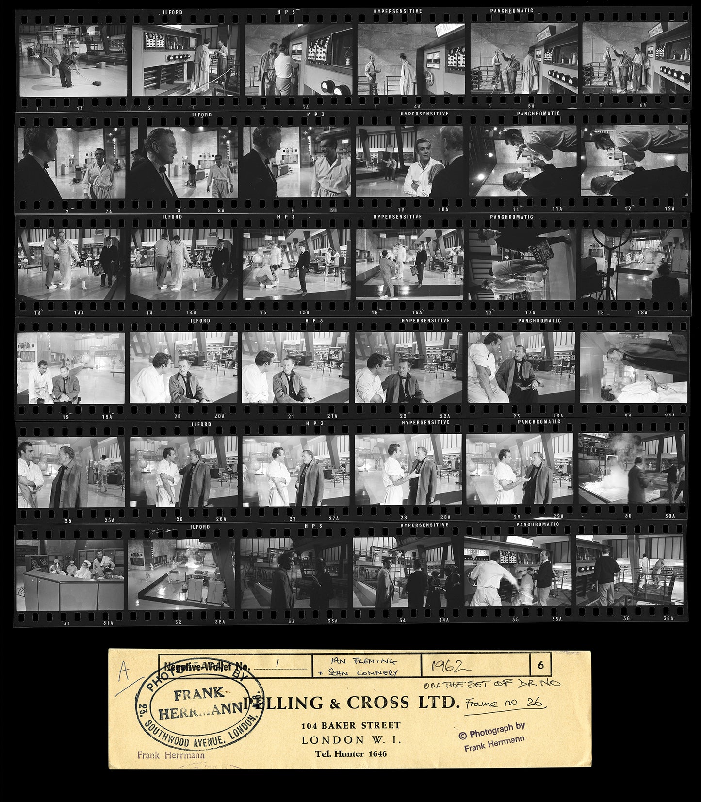 Filming Of Dr. No At Pinewood Studios, 1962 - Contact Sheet