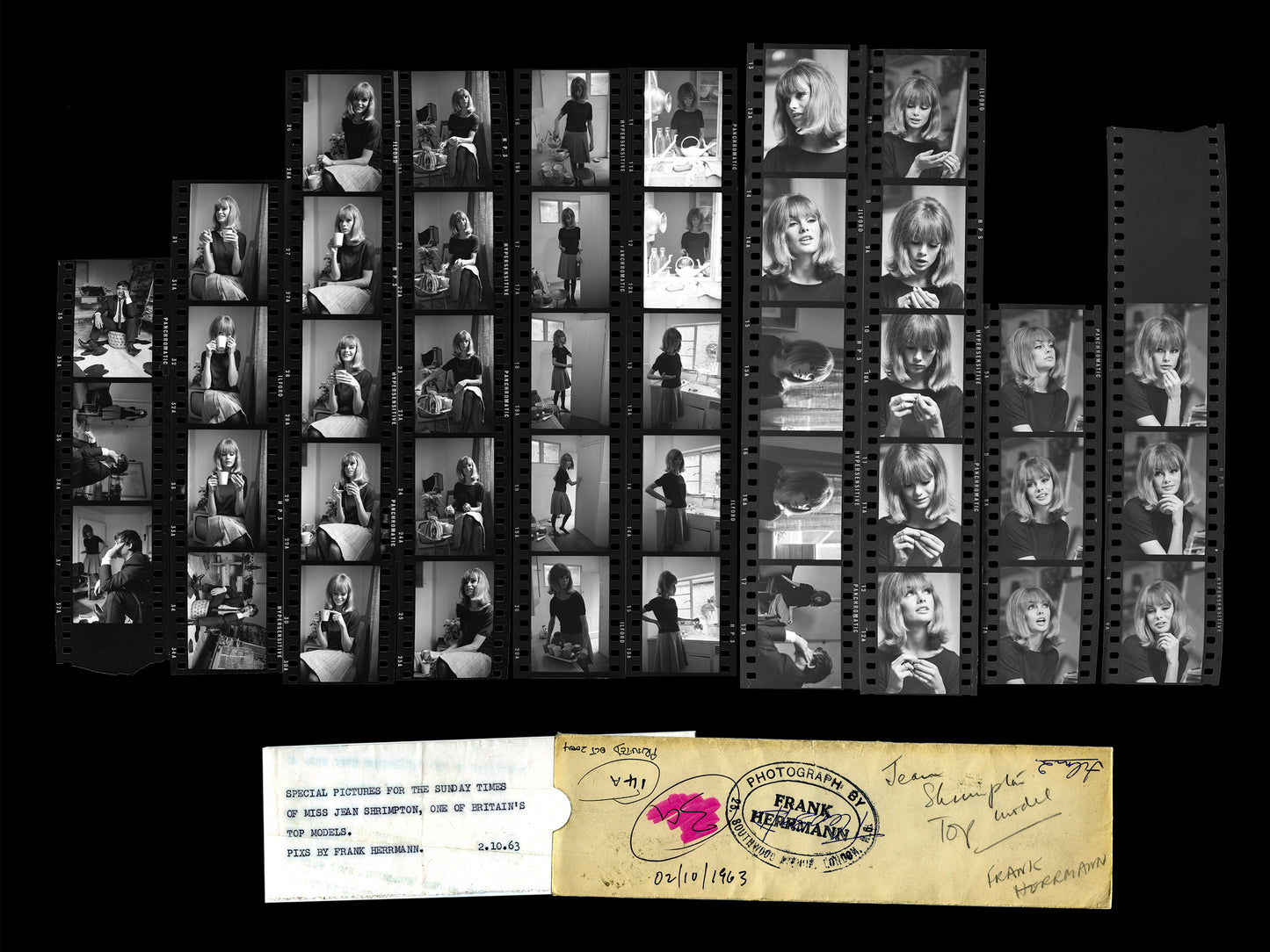 Jean Shrimpton at Home with David Bailey, 1963 - Contact Sheet