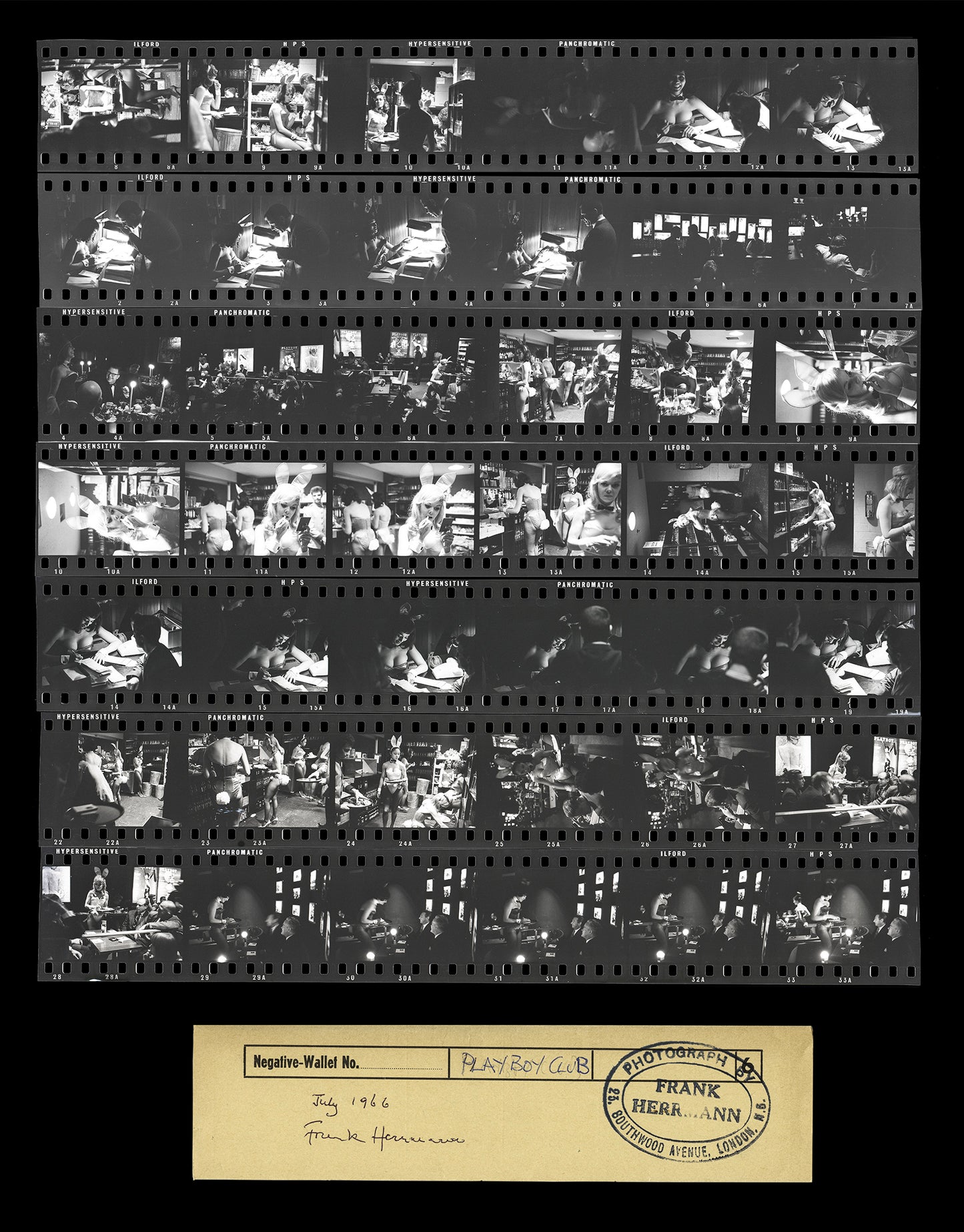 The Playboy Club, London, 1965 - Contact Sheet